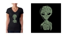 LA Pop Art Women's Word Art V-Neck T-Shirt - Alien